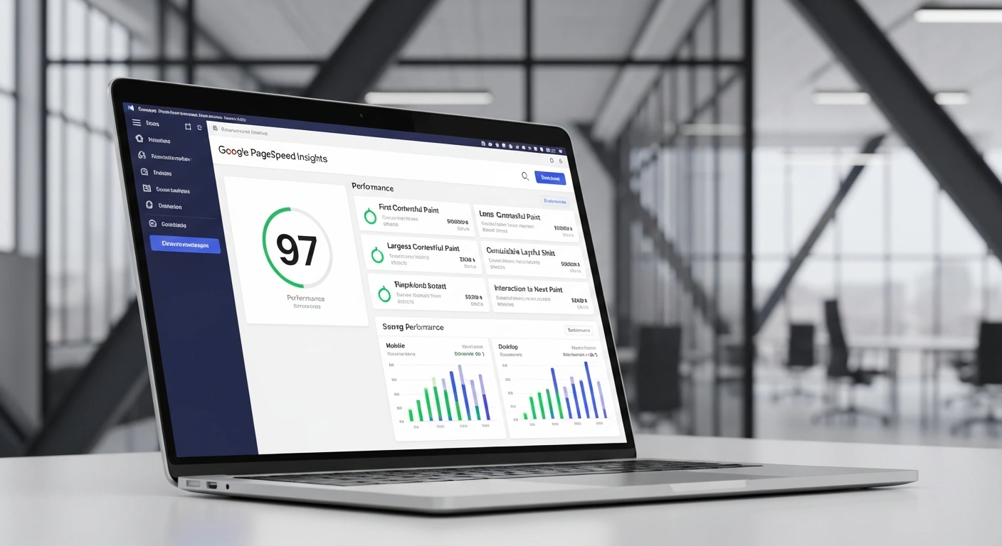 Dashboard PageSpeed Insights con puntuación perfecta para sitio web México